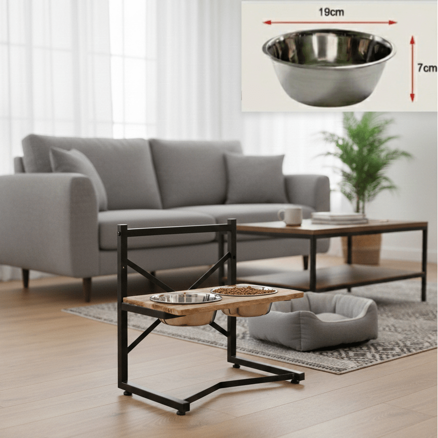 Elevated Pet Dining Station with Stainless Steel Bowls