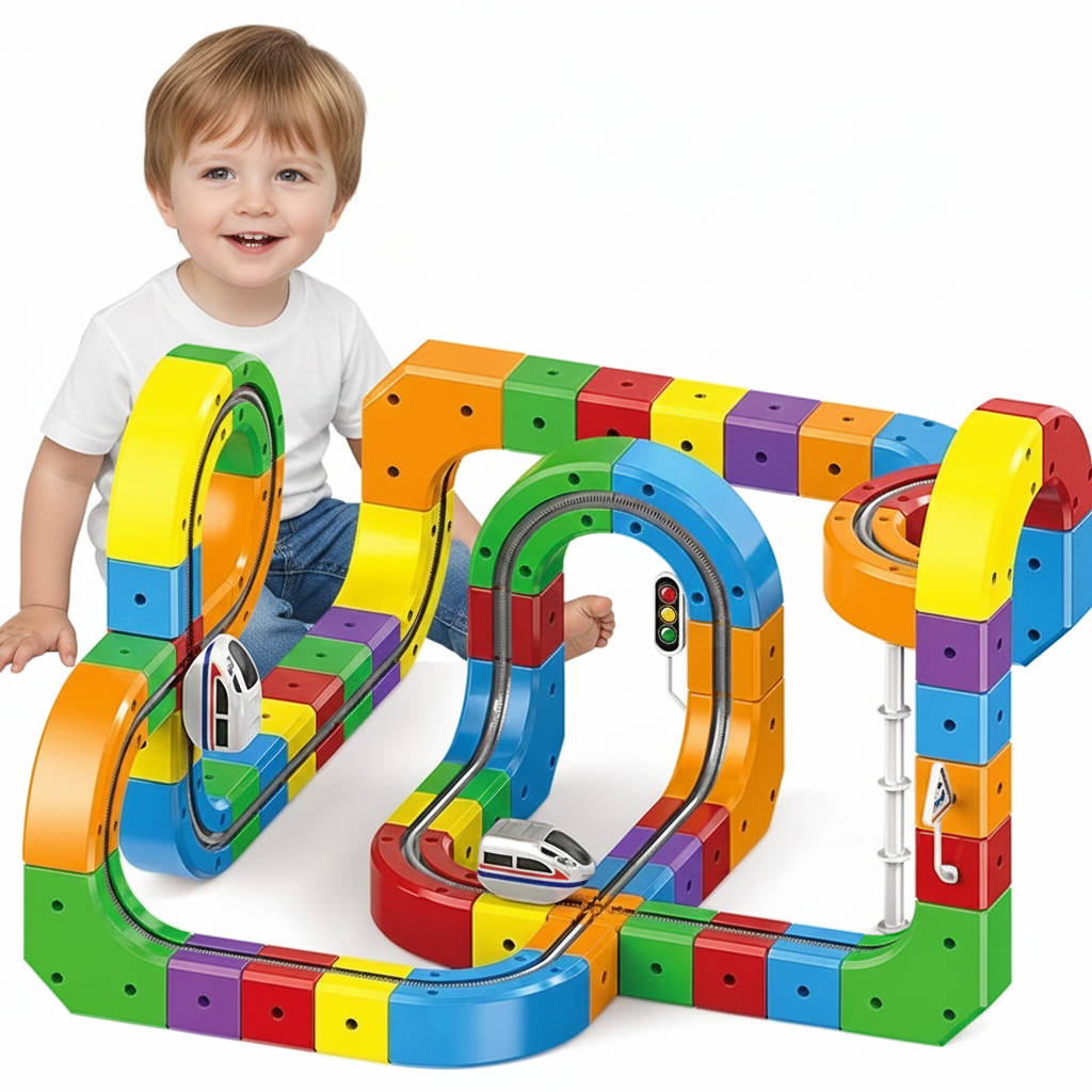 Magnetic Toy Train Tracks for Creative Play