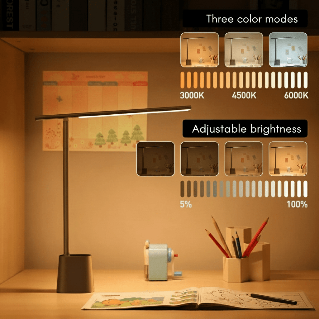FlexiGlow Portable LED Desk Lamp with Adjustable Brightness