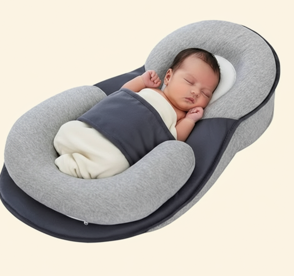 Support Pillow for Infants | 15-Degree Angle | Memory Foam | Cotton Cover | Ages Newborn to 6 Months | Gray