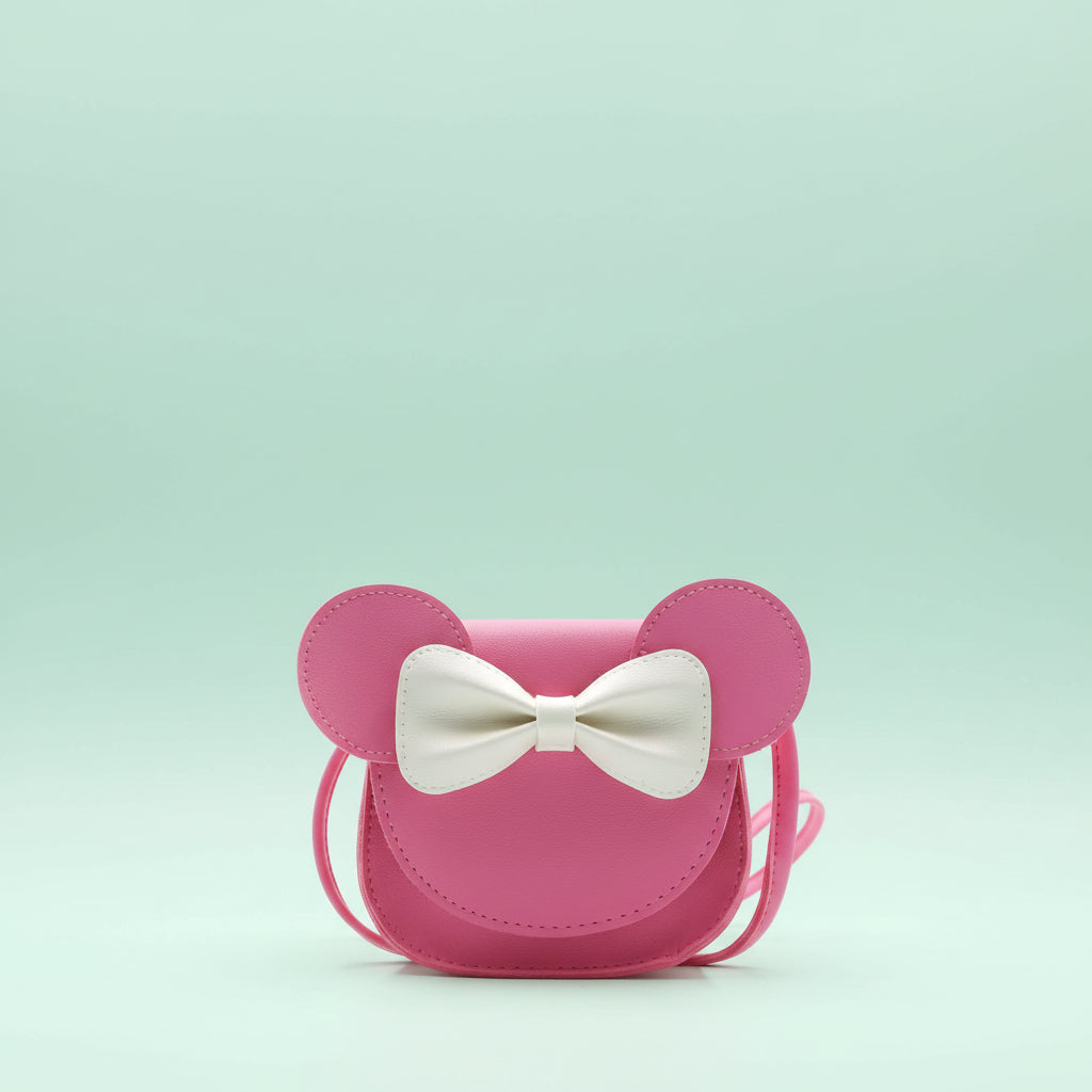 Charming Mouse-Design Crossbody Bag for Kids with Bow