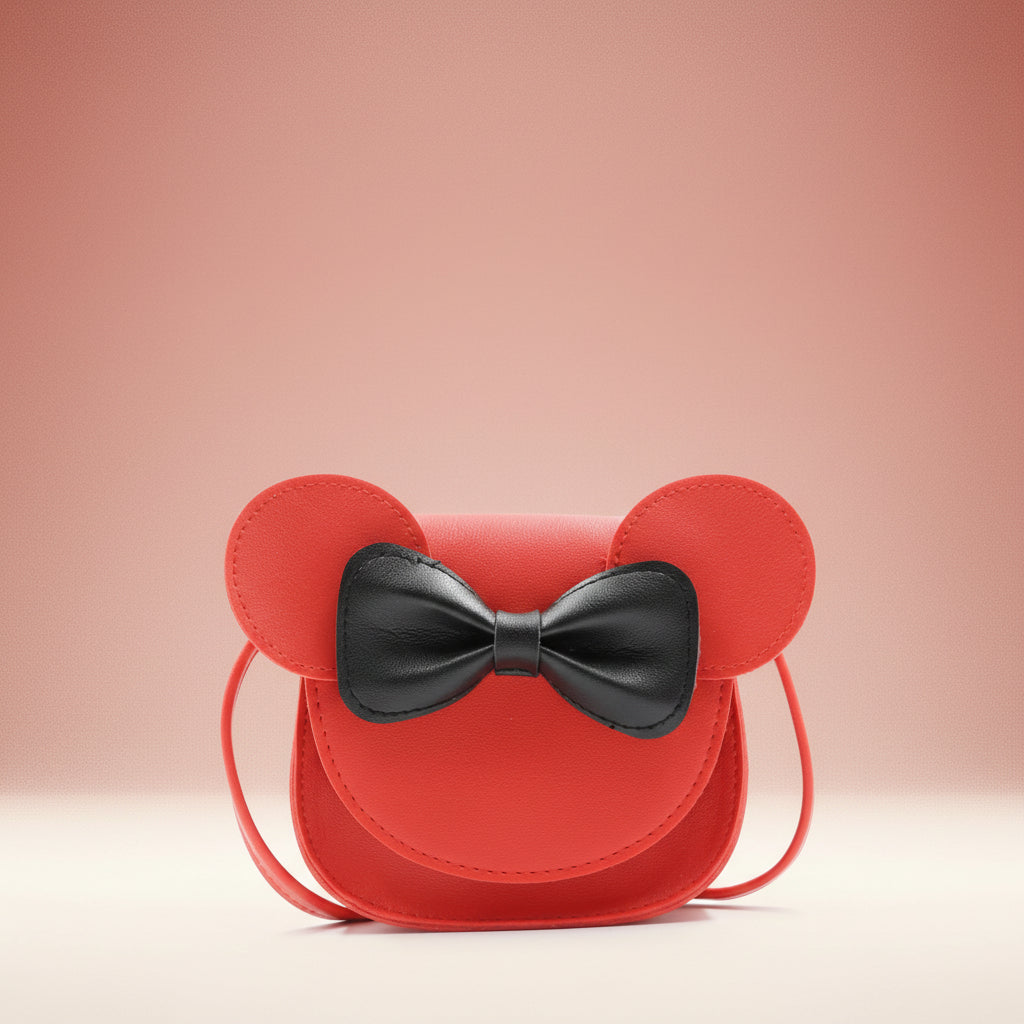 Charming Mouse-Design Crossbody Bag for Kids with Bow