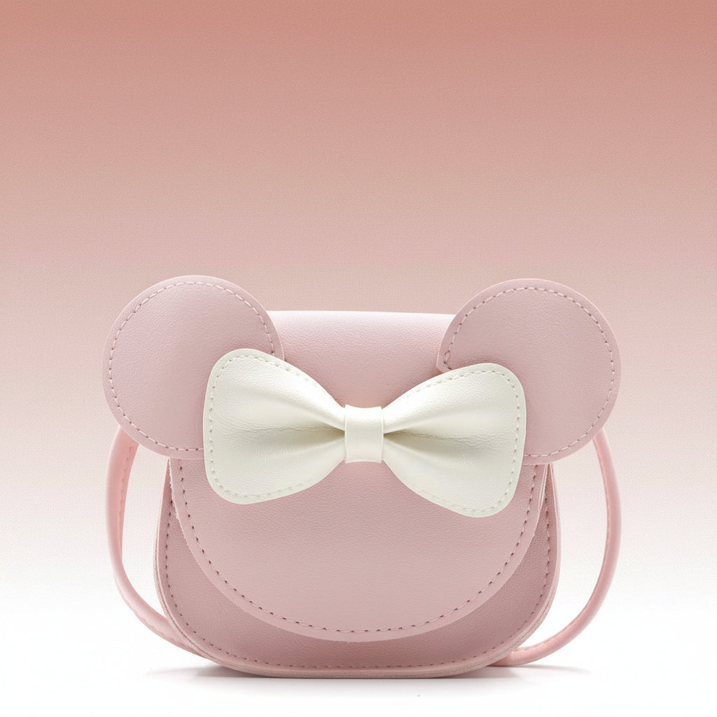 Charming Mouse-Design Crossbody Bag for Kids with Bow