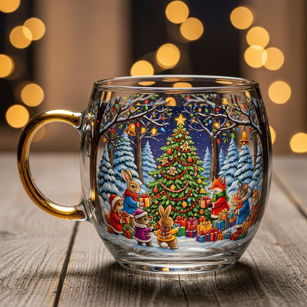 Charming Holiday Glass Mug for Warm Drinks