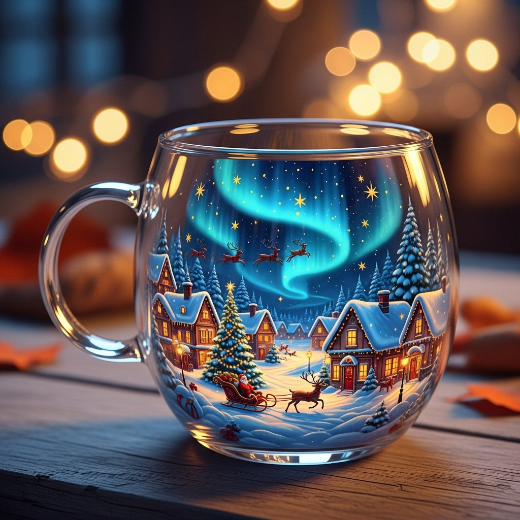 Charming Holiday Glass Mug for Warm Drinks