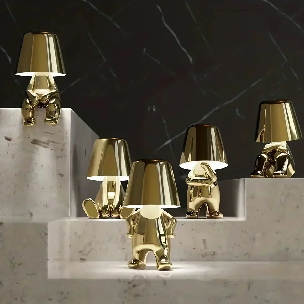 Luminous Elegance: Sculpted Gold Table Lamp for Any Space