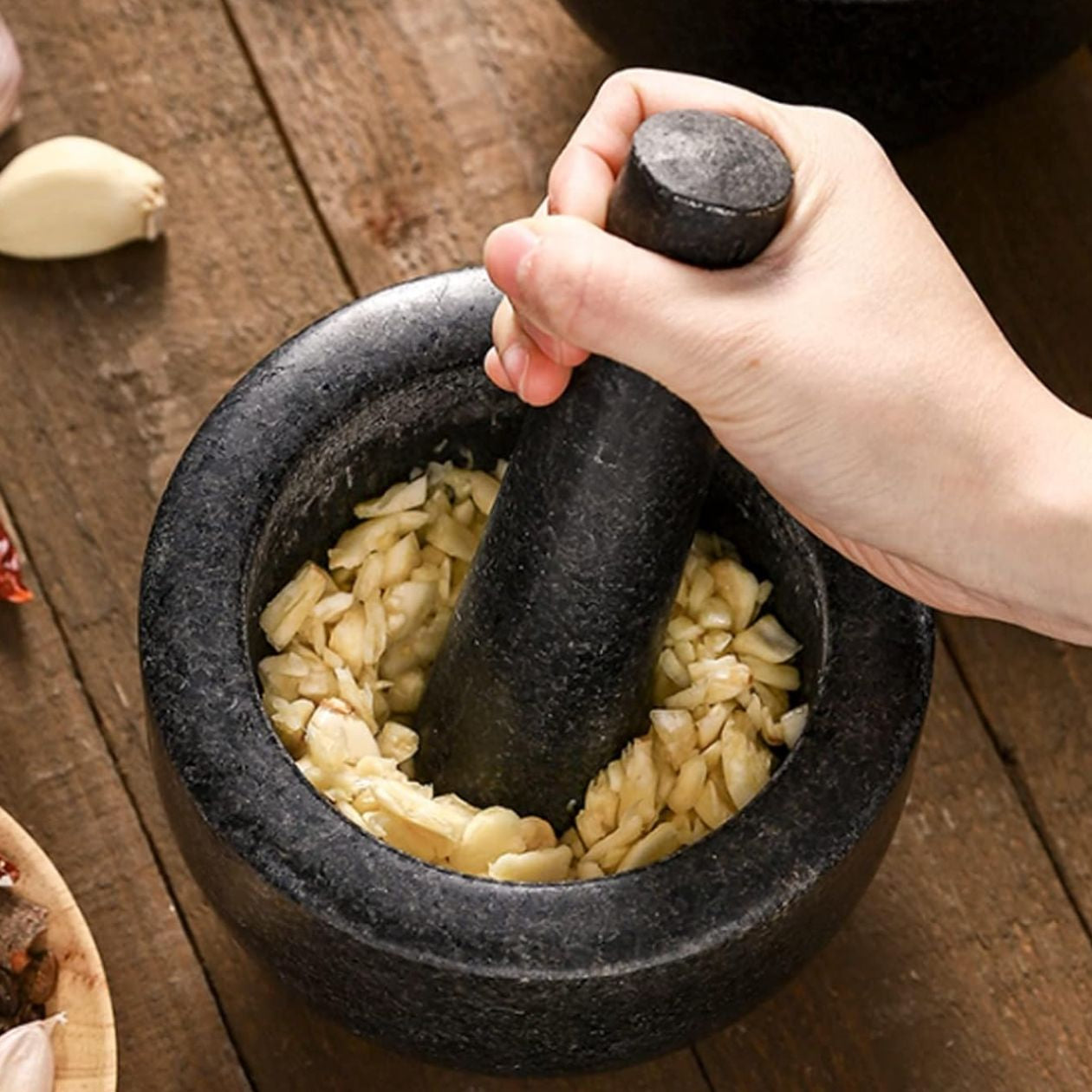 Natural Stone Mortar and Pestle Set – Effortless Kitchen Grinding