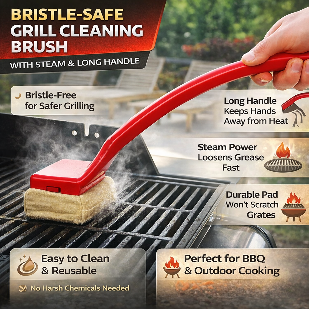 Effortless Steam Grill Cleaner with Extended Reach Handle