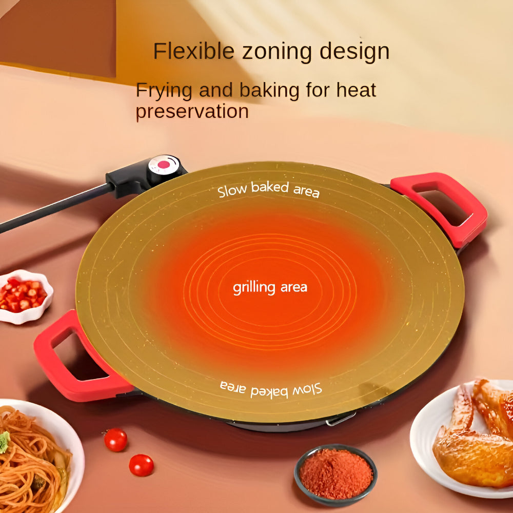 Electric Cast Iron Grilling Pan for Indoor Cooking