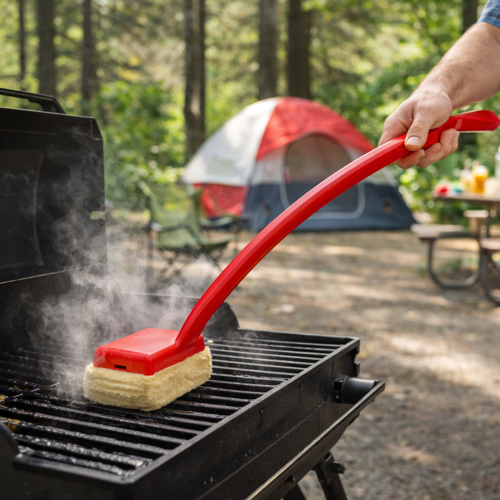 Extended Handle Steam Grill Cleaner with Bristleless Pad
