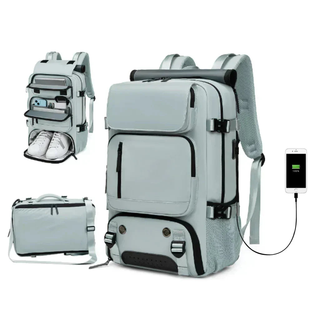 AquaShield Pro Large Travel Backpack with USB Charging Port