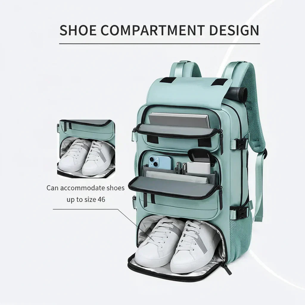 AquaShield Pro Large Travel Backpack with USB Charging Port