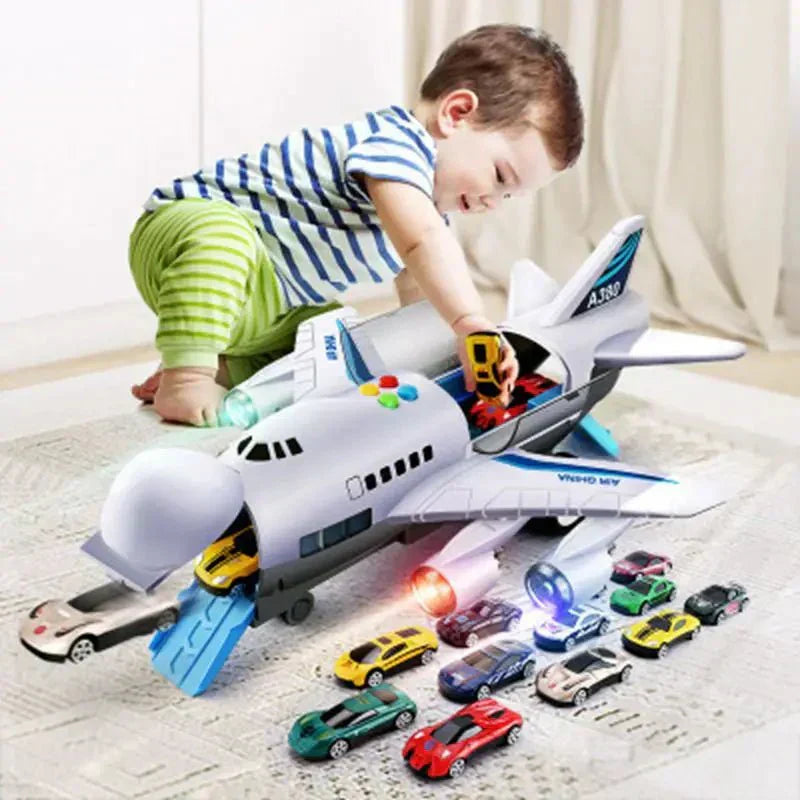 SkyGlide Interactive Airplane Toy with Lights and Cars