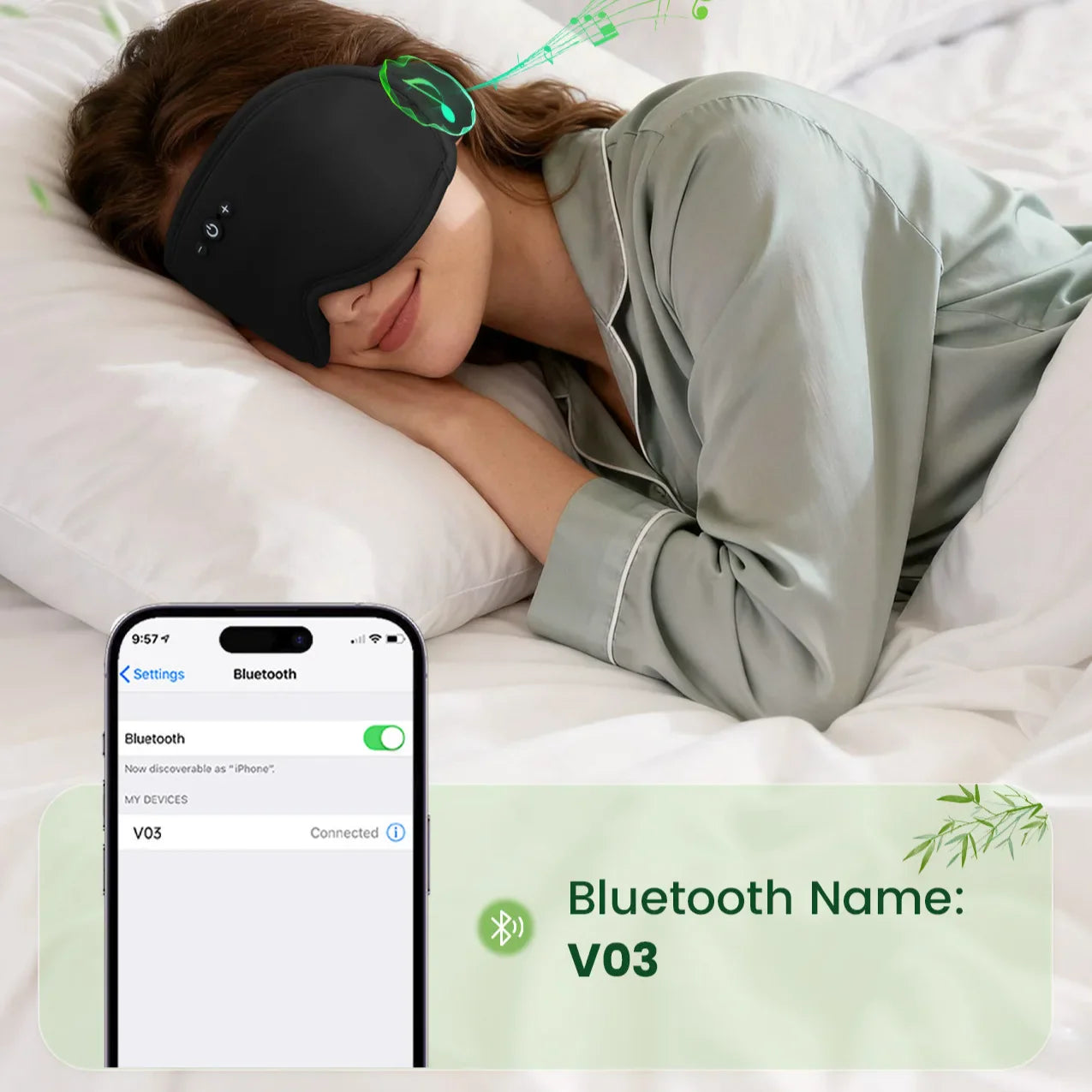 Bluetooth 5.4 3D Eye Mask for Sleep - Breathable, Light Blocking, Zero Pressure