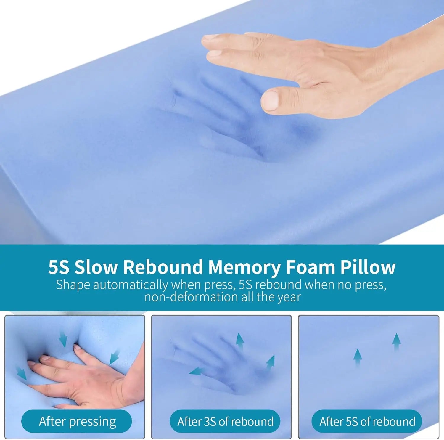 Ergonomic Cervical Contour Pillow - Memory Foam for Side, Back & Stomach Sleepers