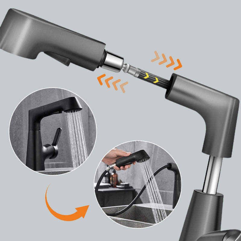Pull-Out Spray Head Basin Faucet with Single Hole Design