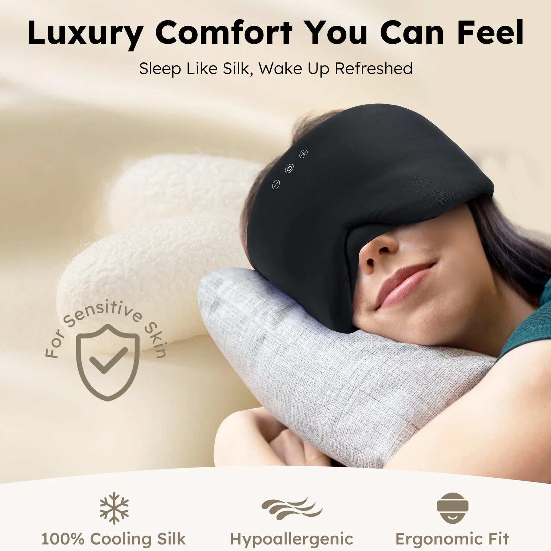Wireless Bluetooth Eye Mask with Soft Fabric – Full Blackout for Comfort