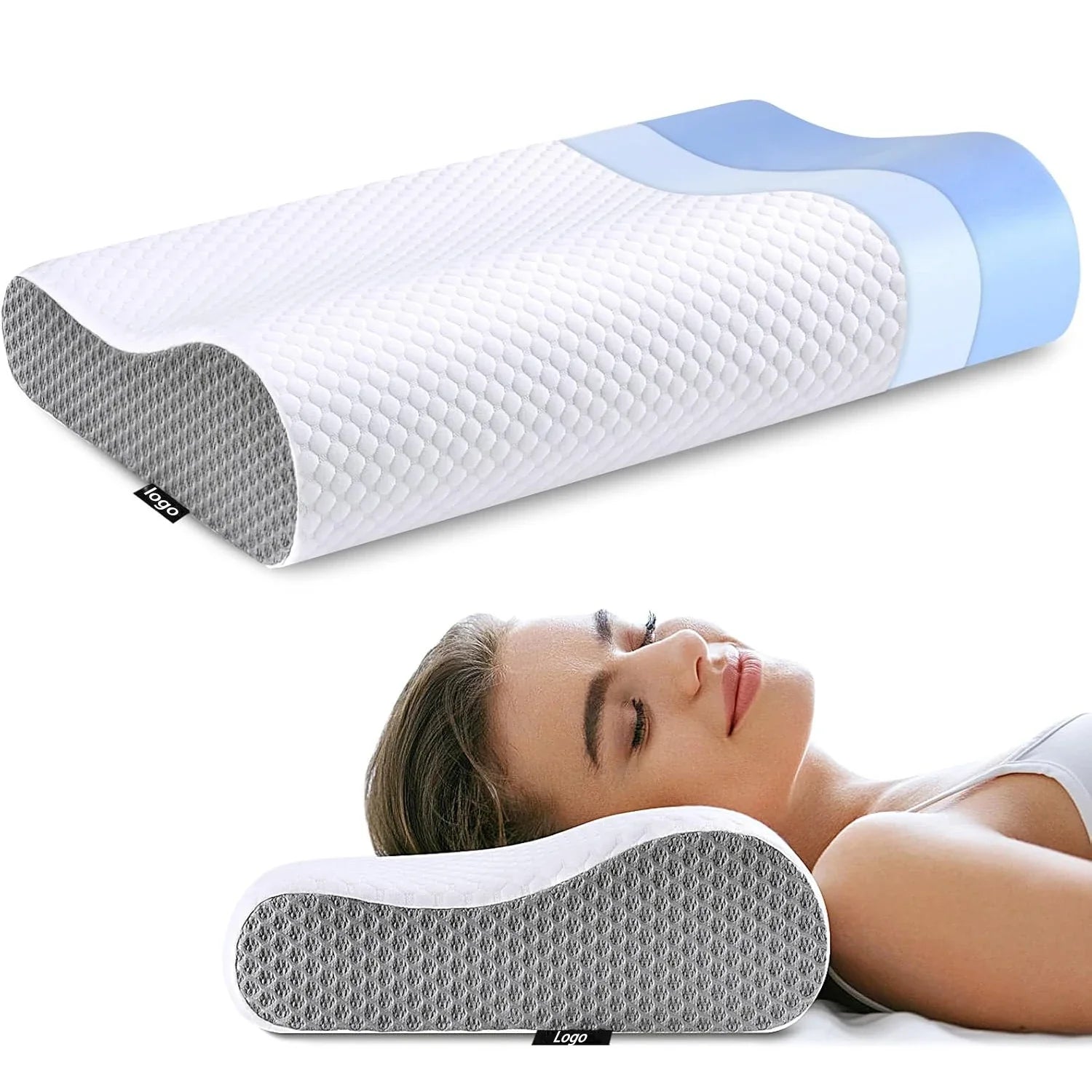 Ergonomic Cervical Contour Pillow - Memory Foam for Side, Back & Stomach Sleepers