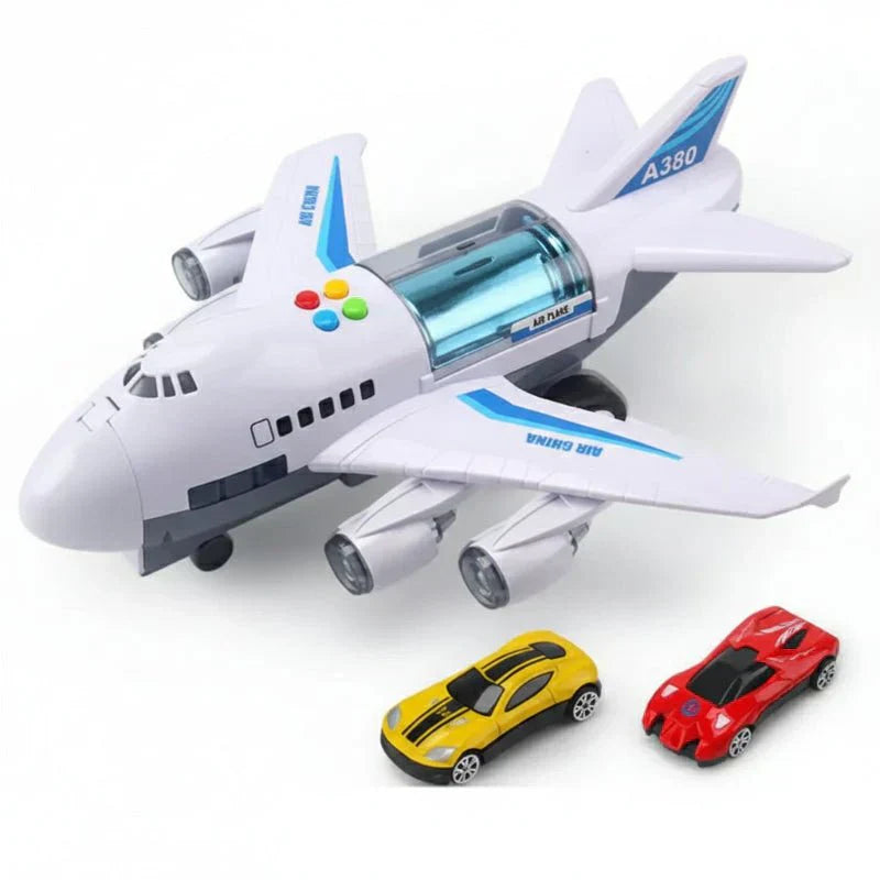 SkyGlide Interactive Airplane Toy with Lights and Cars