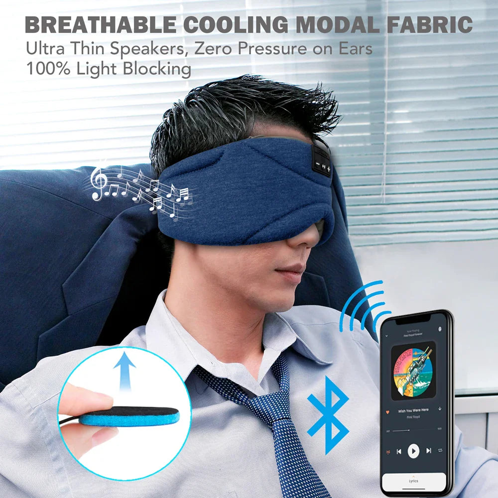 Bluetooth Eye Mask for Sleep - 100% Light Blocking with Soft Speakers, Ideal for Side Sleepers