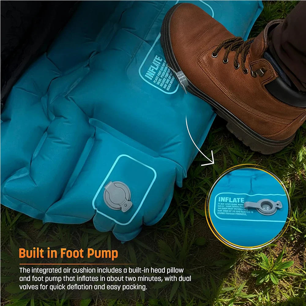Inflatable Sleeping Bag with Built-in Pad and Pillow for Camping