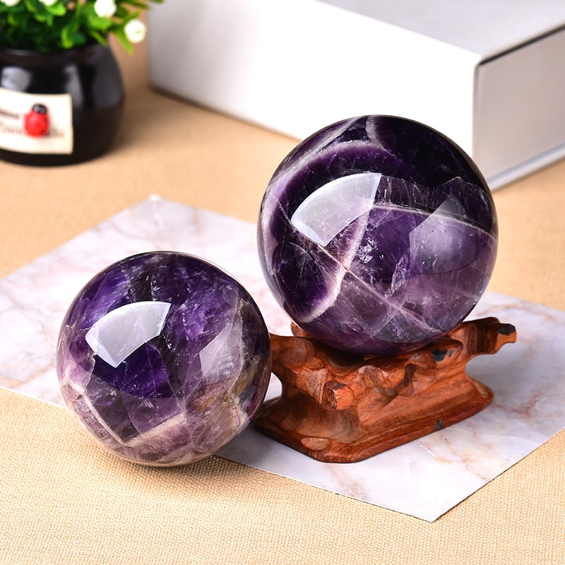Polished Gemstone Ball - Natural Amethyst Decorative Sphere