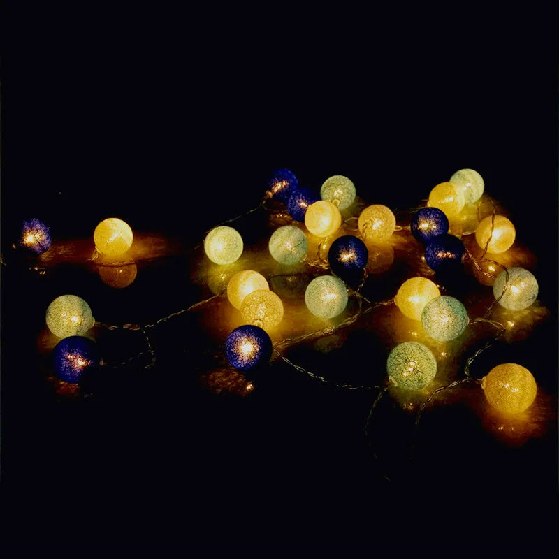 Taavita Cotton LED String Lights with Decorative Balls – Mood Lighting for Indoor Use, Weddings, and Celebrations (10, 20, or 40 LEDs)