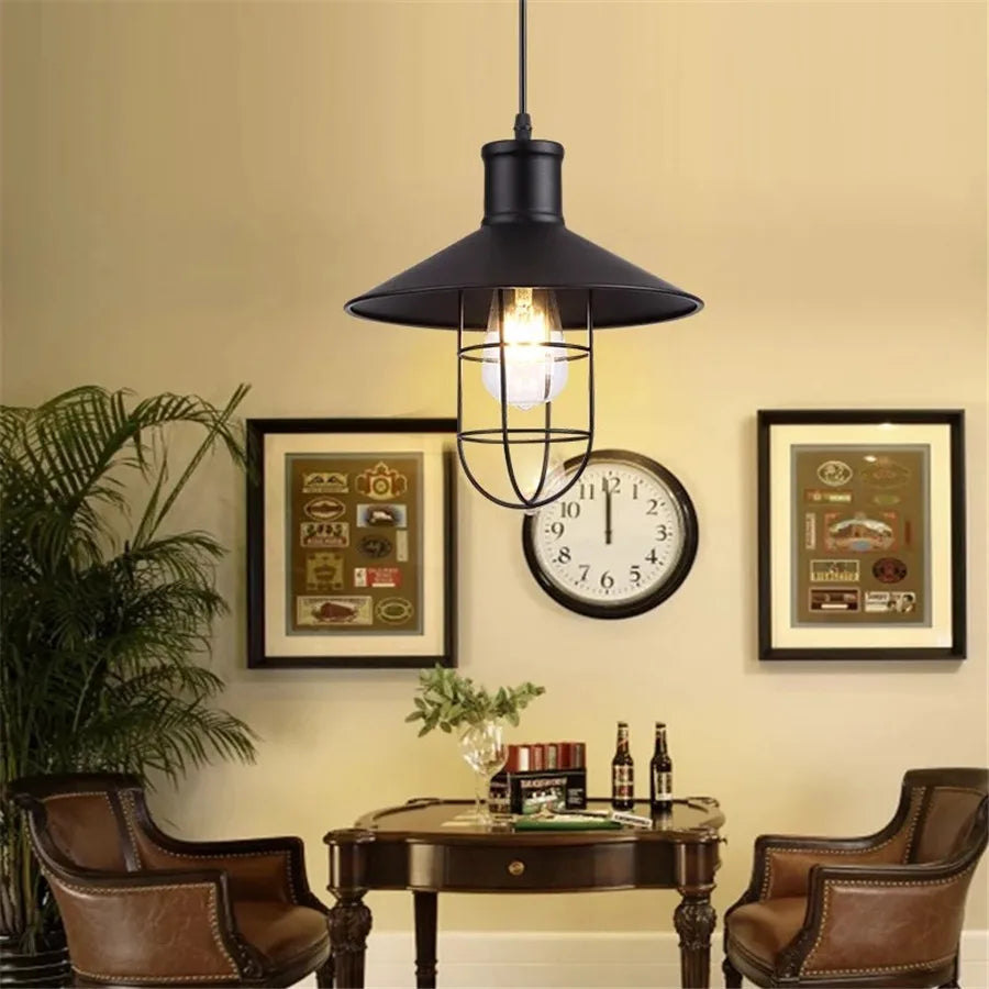 Rustic Charm Pendant Light - Iron Hanging Lamp for Home Decor