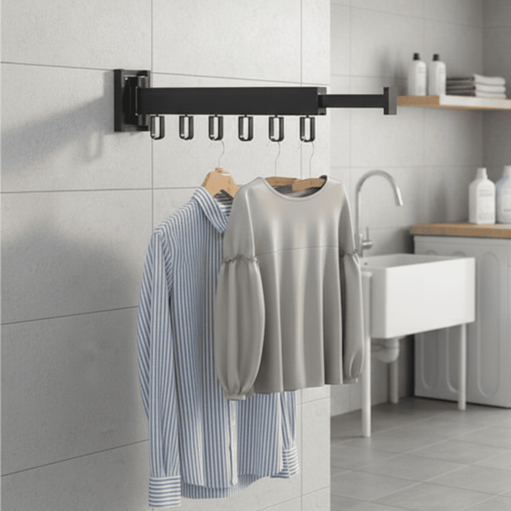 SpaceSaver Wall Drying Rack with Retractable Design