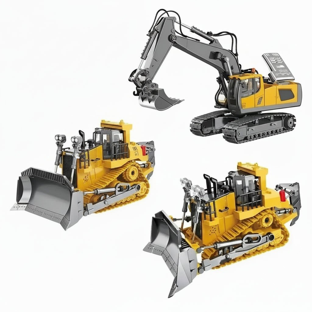 Dynamic Duo Remote-Controlled Bulldozer and Excavator Set