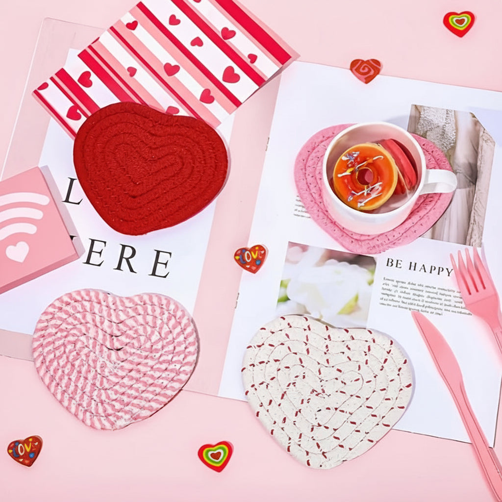 Charming Heart Coasters – Heat-Resistant Table Protectors