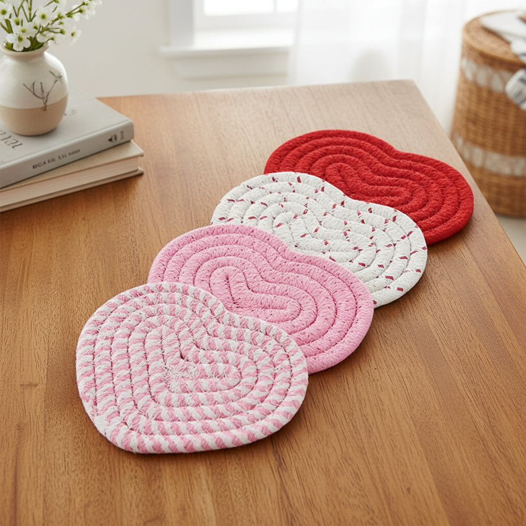 Charming Heart Coasters – Heat-Resistant Table Protectors