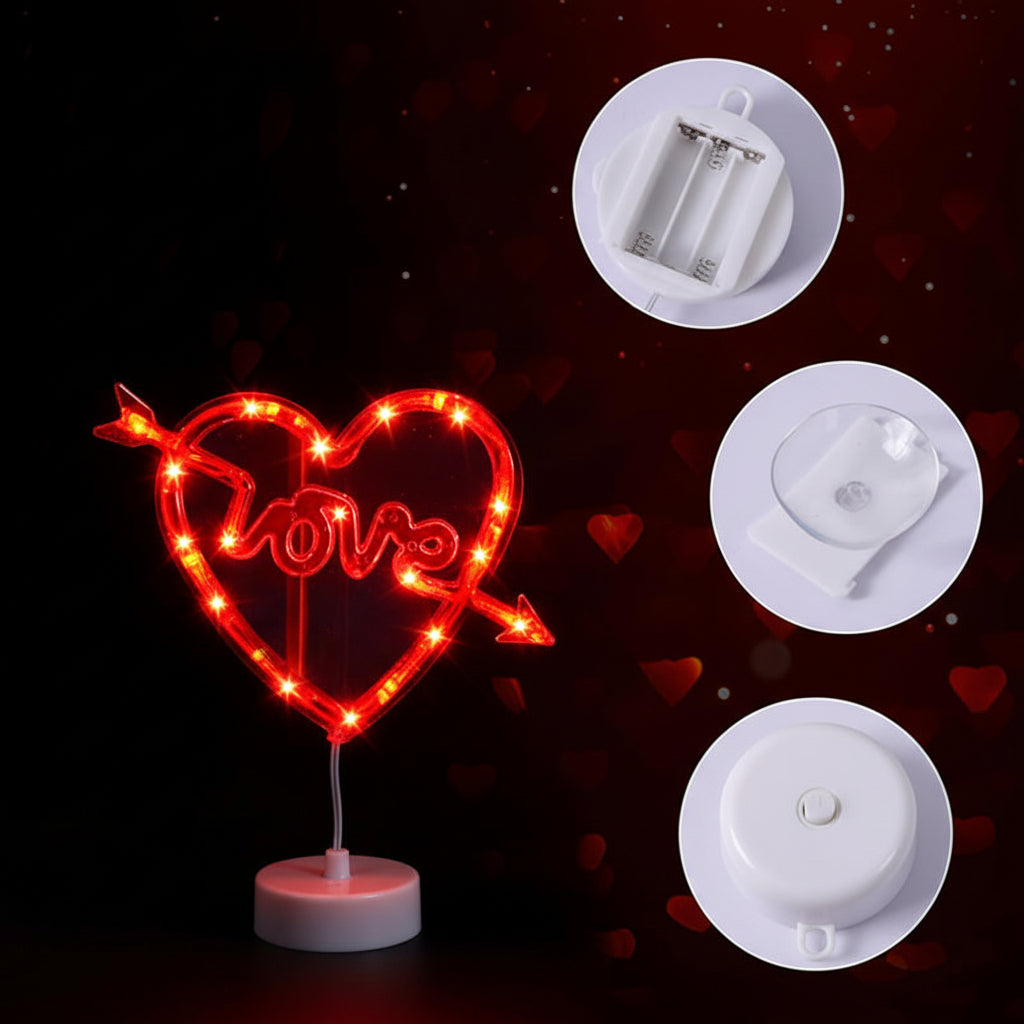 Romantic Heart Shaped LED Window Lights with Suction Cups