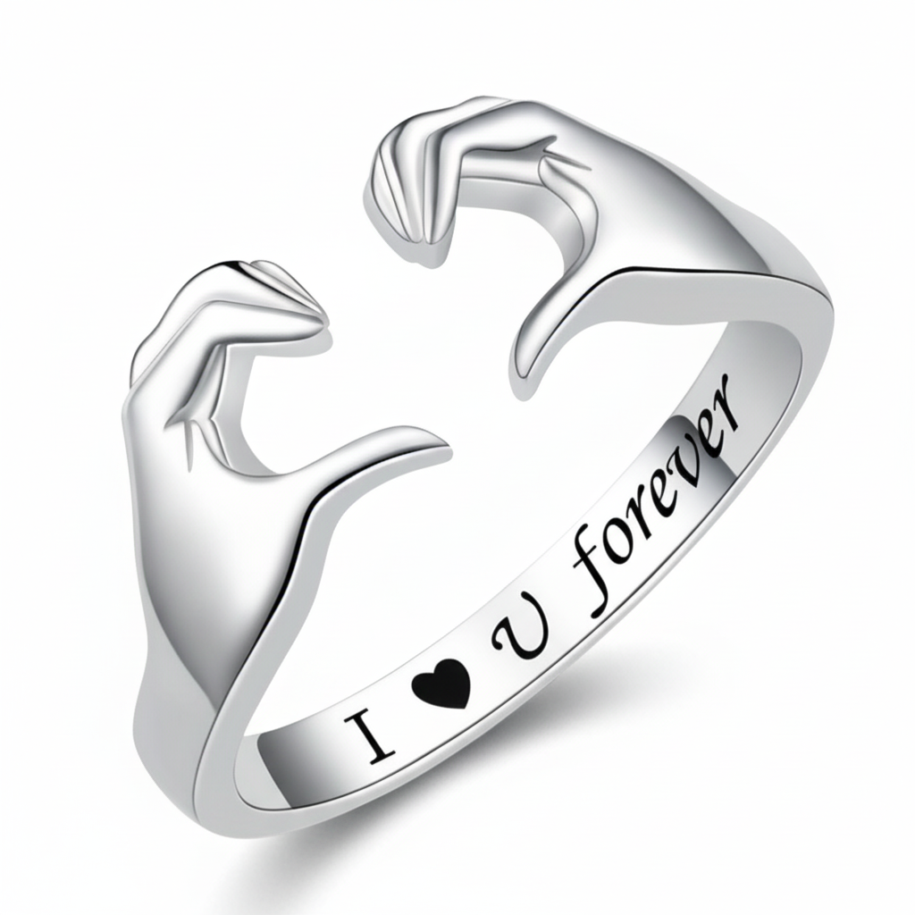 Embrace Ring in Chic Silver Finish with Flexible Design