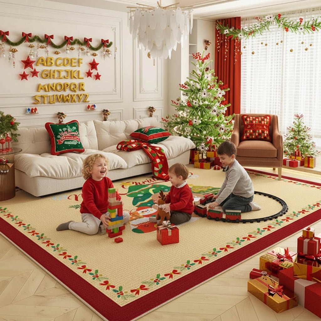 CozyFestive Non-Slip Holiday Area Rug in Vibrant Colors