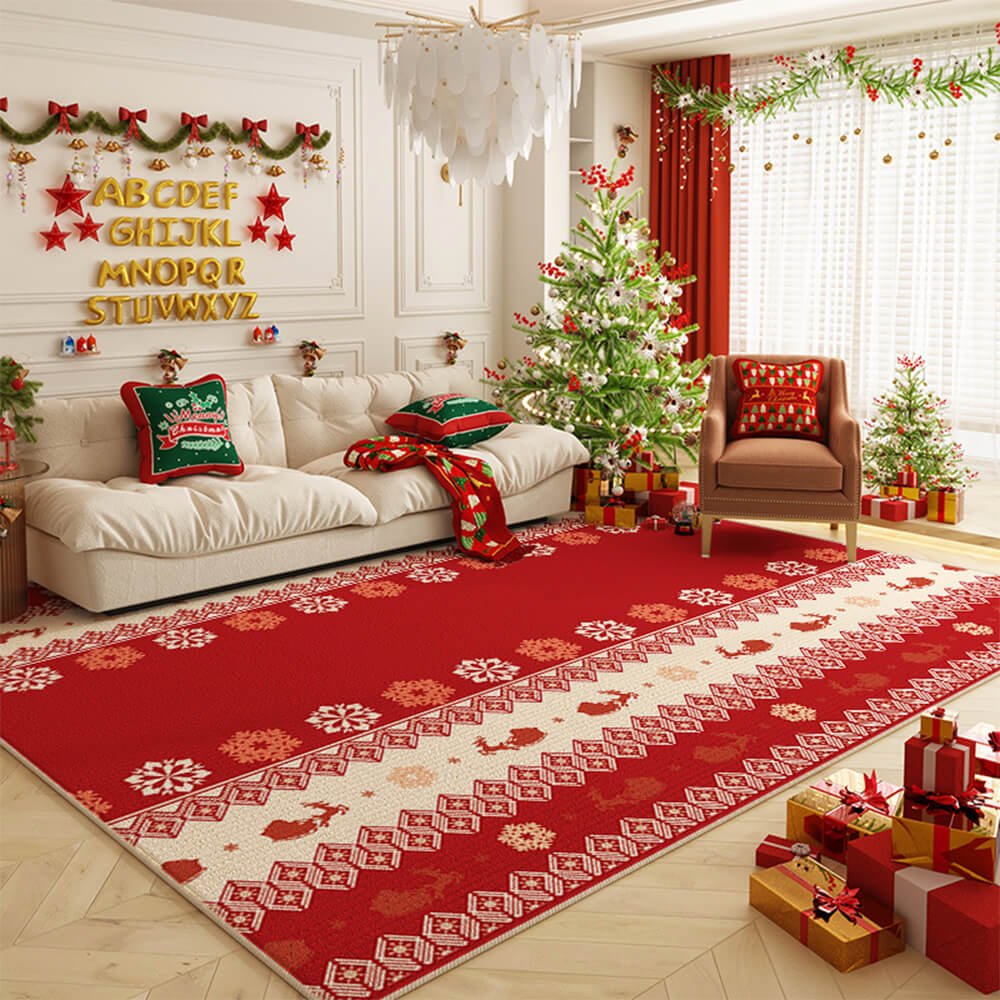 CozyFestive Non-Slip Holiday Area Rug in Vibrant Colors