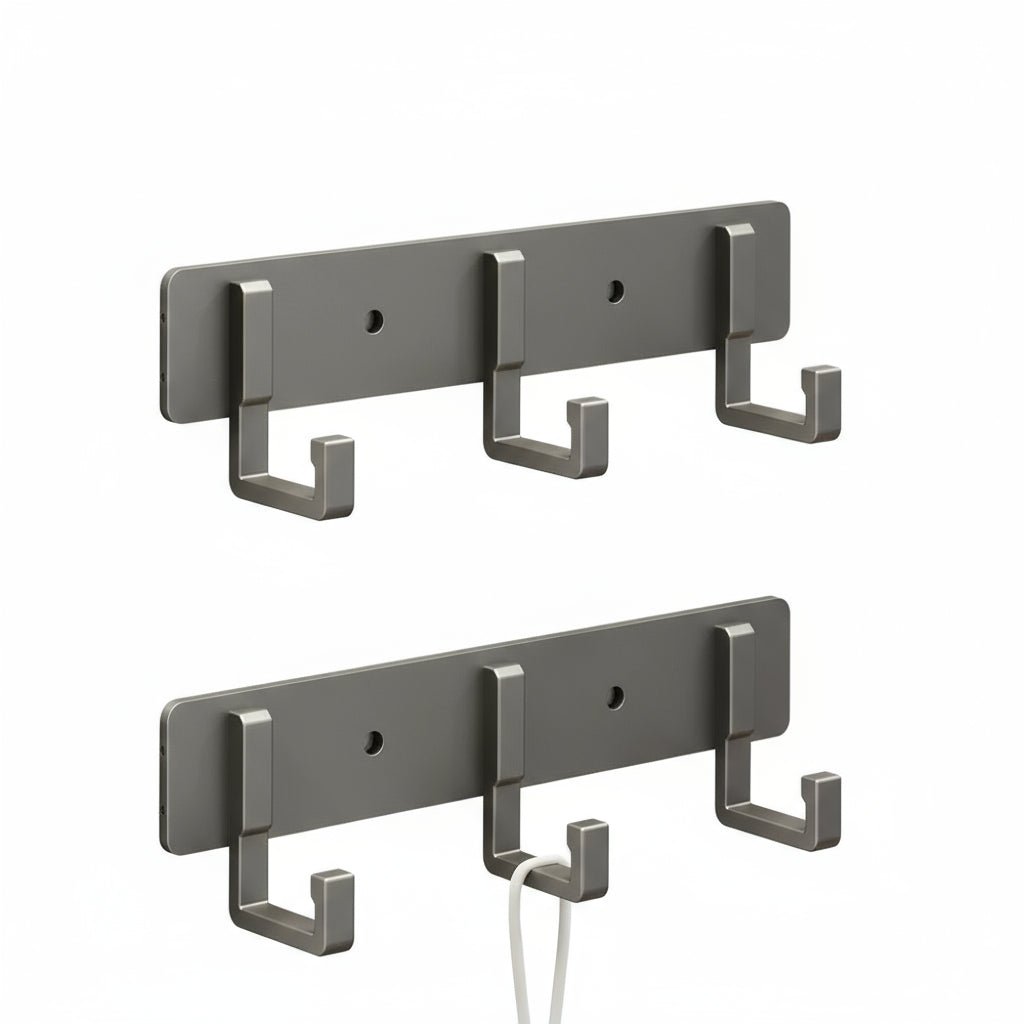 Elegant Wall-Mounted Coat Organizer with Sleek Black Hooks
