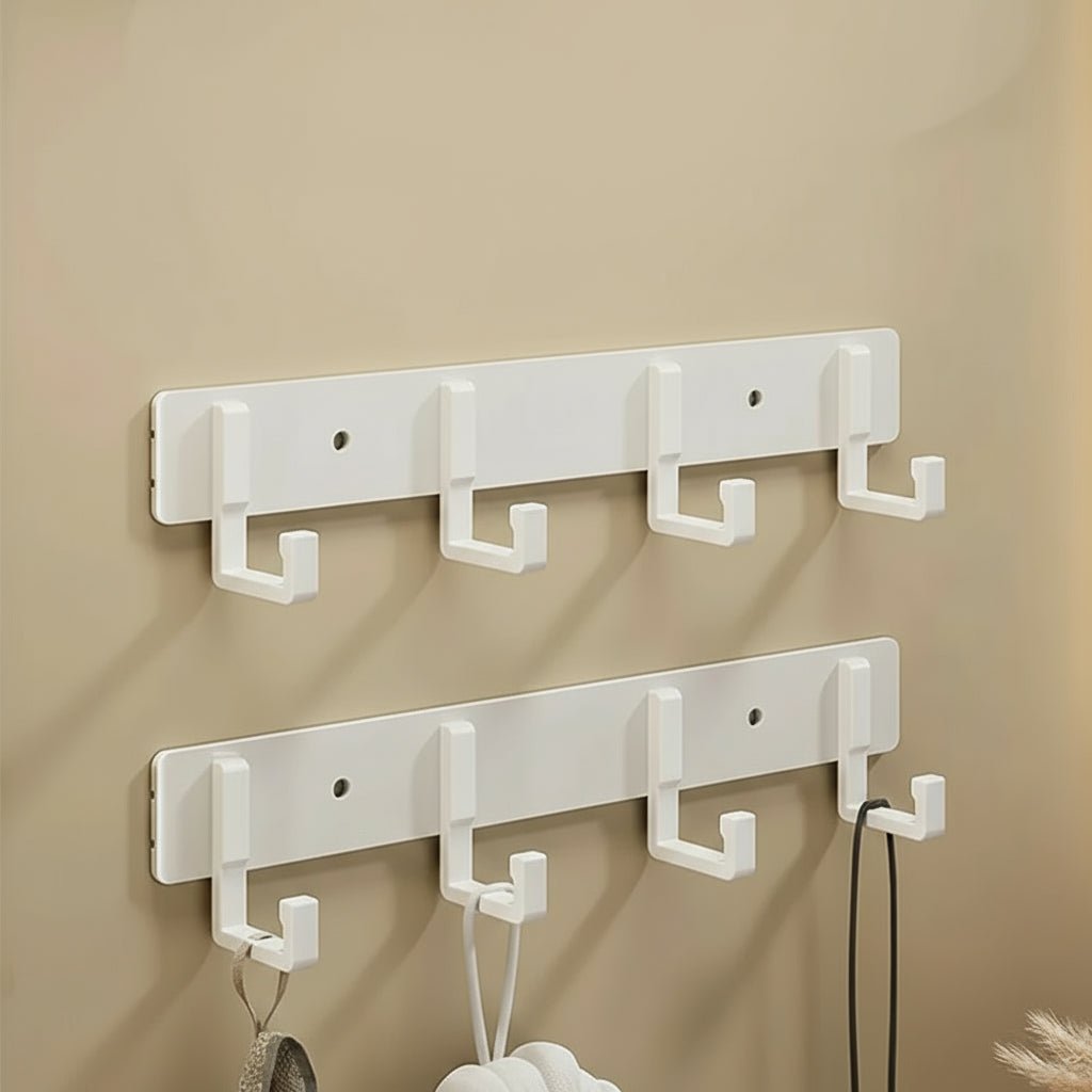 Elegant Wall-Mounted Coat Organizer with Sleek Black Hooks