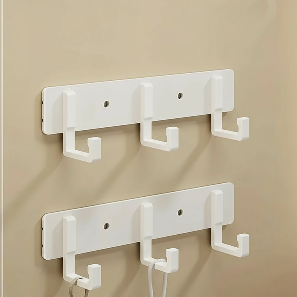 Elegant Wall-Mounted Coat Organizer with Sleek Black Hooks