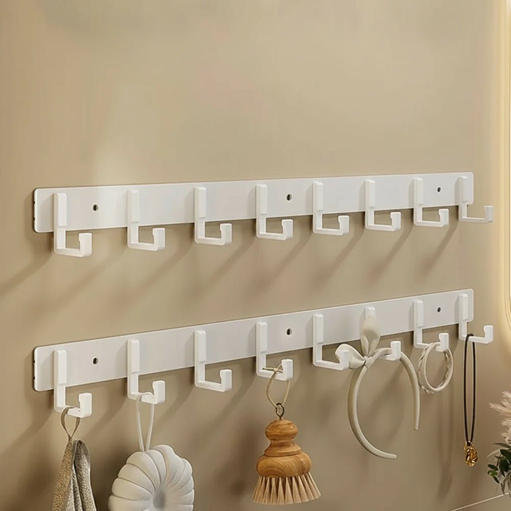 Elegant Wall-Mounted Coat Organizer with Sleek Black Hooks
