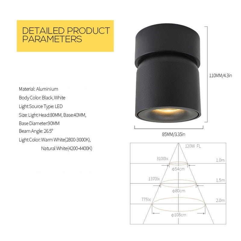 Sleek Surface-Mounted LED Spotlight for Stylish Spaces
