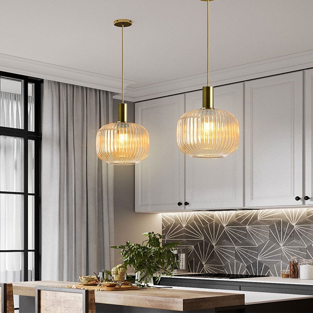 Nordic Elegance Pendant Lighting in Fluted Glass Design