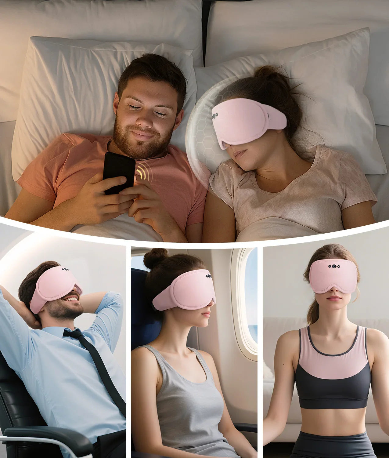 Bluetooth 5.4 3D Eye Mask - Lightweight, Breathable, No Pressure for Comfortable Sleep