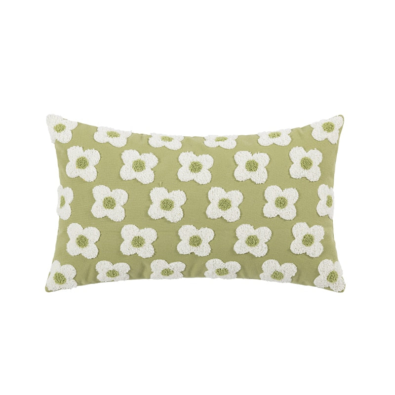 Taavita Lumbar Pillow Cover with Embroidered Floral Design