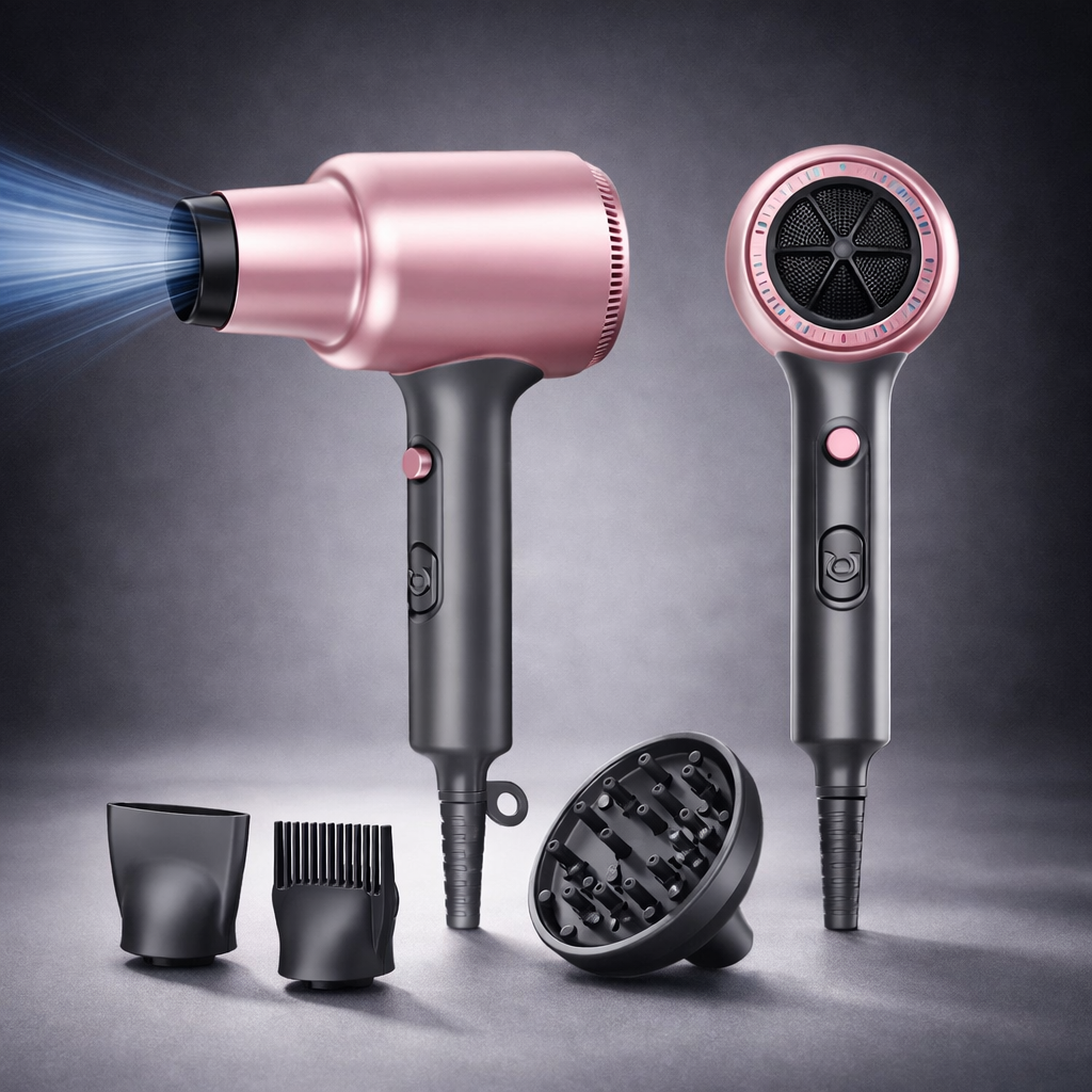 Dynamic Ion Hair Dryer with Curly Hair Diffuser Attachment