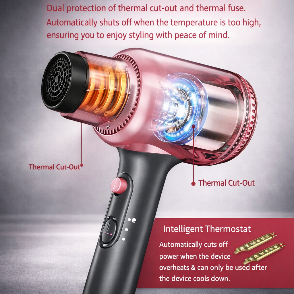 Dynamic Ion Hair Dryer with Curly Hair Diffuser Attachment