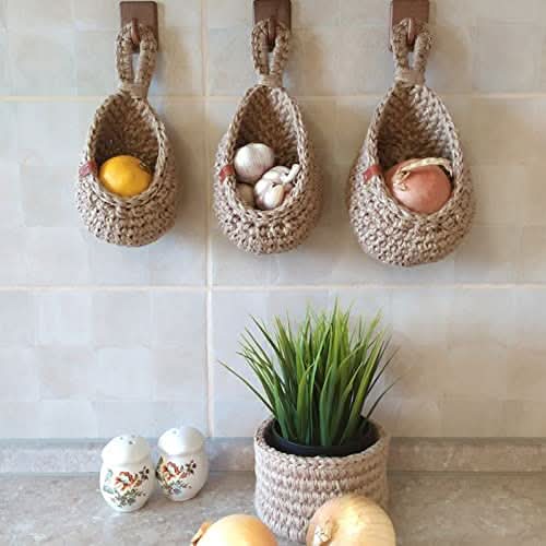 EcoHaven Hanging Jute Basket for Smart Kitchen Storage