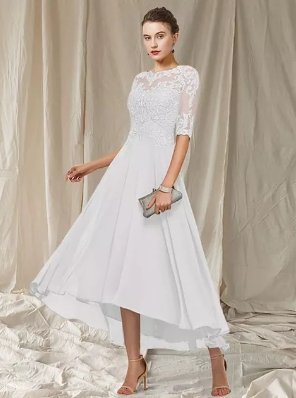 Women’s Evening Gown | Lace-Top Illusion Sleeves | 100% Polyester | Ankle-Length Formal Dress