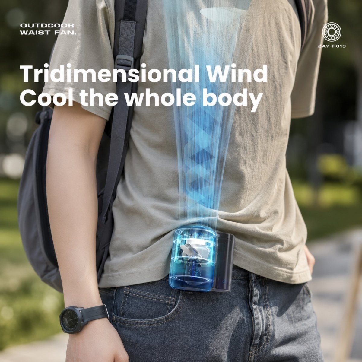 Portable Clip-On Waist Fan with Turbine Airflow and 4500mAh Battery