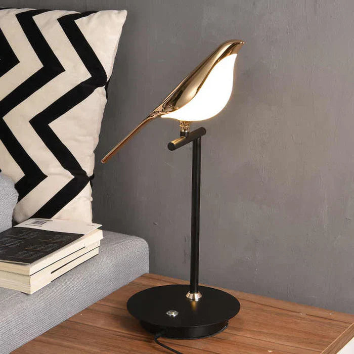 Table Lamp Featuring Golden Bird Sculpture Design